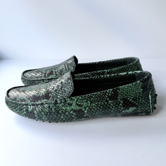 M. Gemi Felize Forest Green Python Snakeskin Embossed Loafers Size 38.5 IT 8 US - Picture 4 of 16